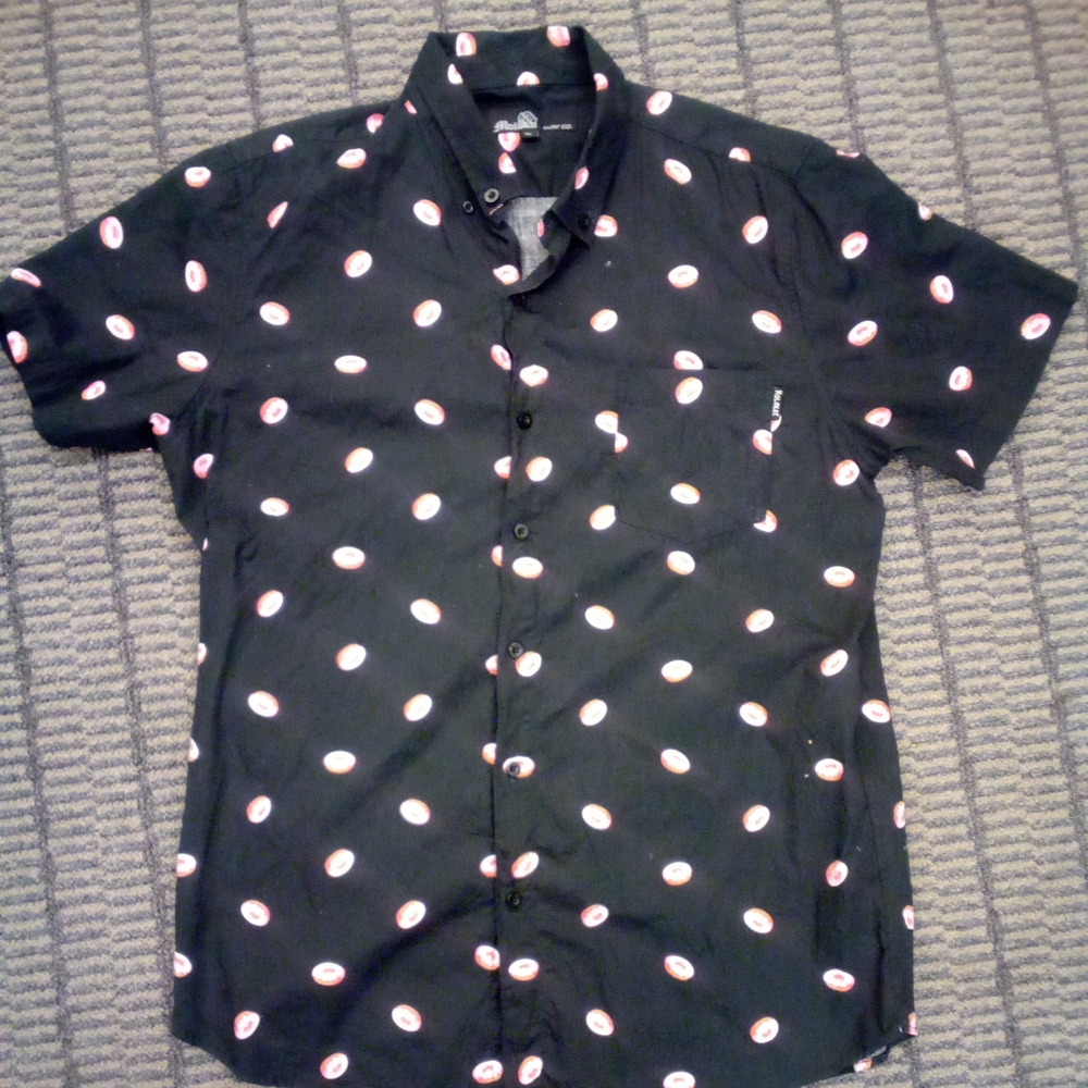 Black Pink Donut 🍩 Patterned Men's Shirt